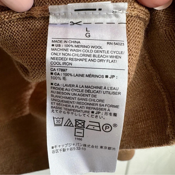 Banana Republic 100% Merino Wool Sweater Light Brown V Neck Long Sleeve Light - Picture 5 of 6